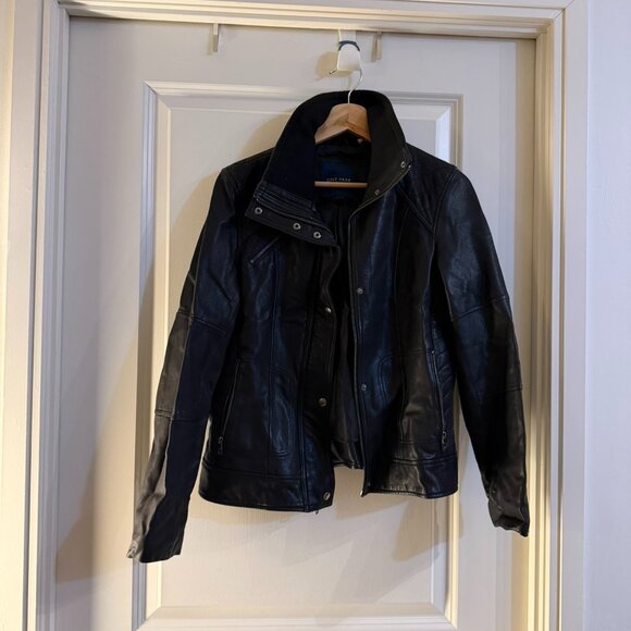 Cole Haan Black Leather Jacket, Size M - Picture 1 of 4